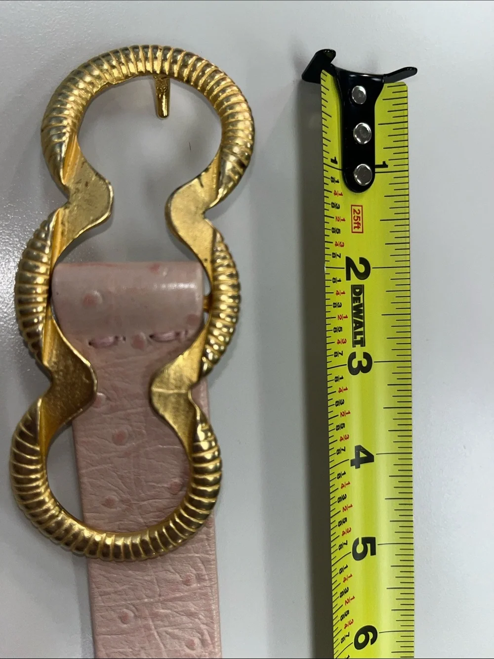 Carlisle Pink Textured Leather Belt with Gold Wavy Buckle